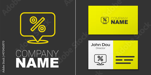 Logotype line Discount percent tag icon isolated on grey background. Shopping tag sign. Special offer sign. Discount coupons symbol. Logo design template element. Vector