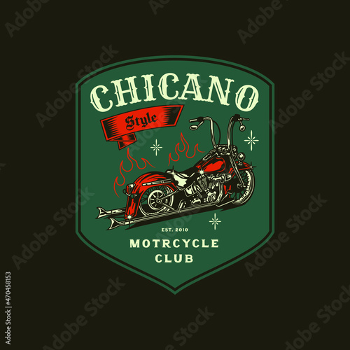 Illustration Chicano Motorcycle Club Logo Badge photo