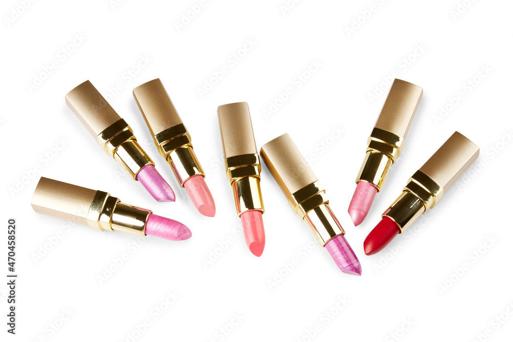 Obraz premium Lipsticks over white background