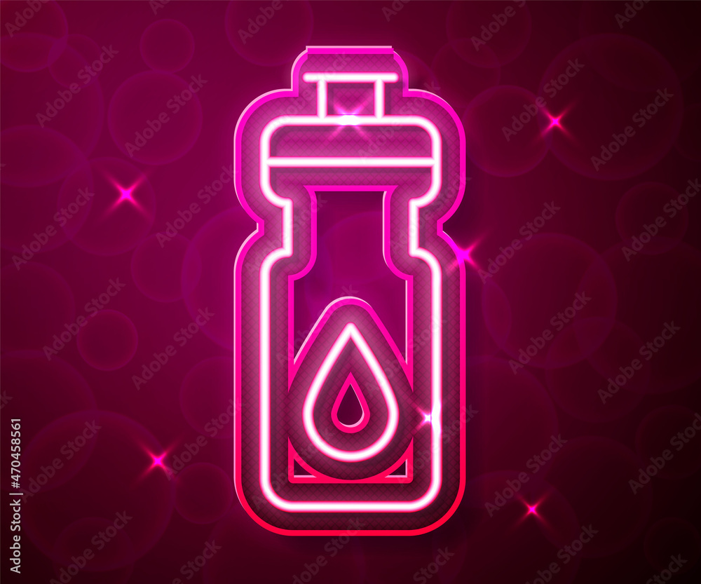 Glowing neon line Fitness shaker icon isolated on red background. Sports shaker bottle with lid for water and protein cocktails. Vector Glowing neon line Fitness shaker icon isolated on red background. Sports shaker bottle with lid for water and protein cocktails. Vector