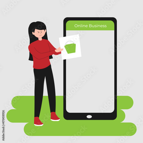 Woman Buying A Bag On Online Store