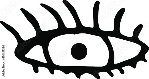 A single vector image of an eye with eyelashes drawn by hand.