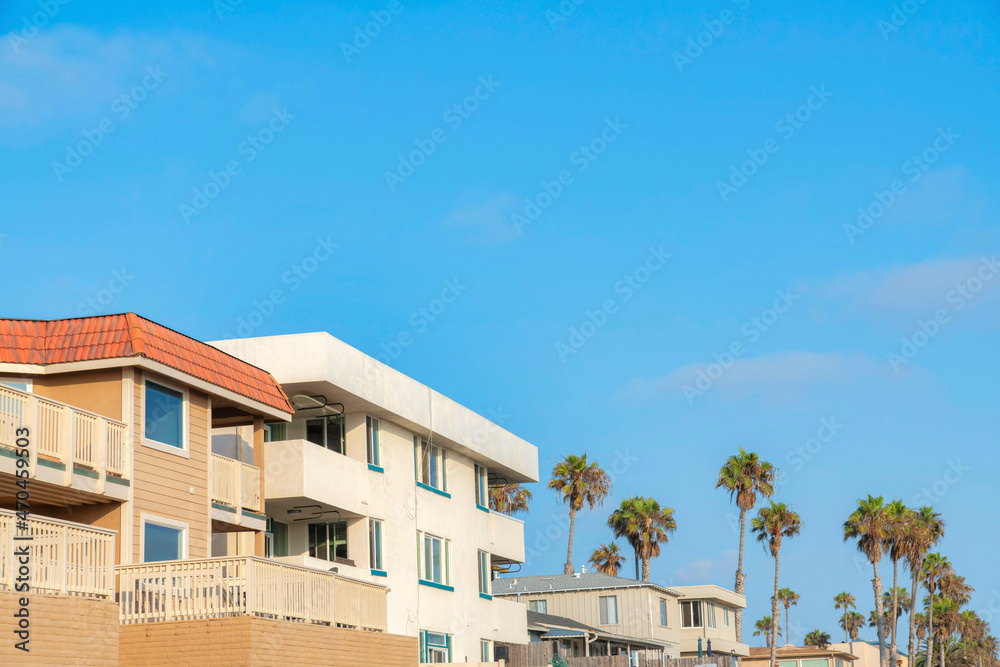 Residential building exterior in a row in Oceanside, California