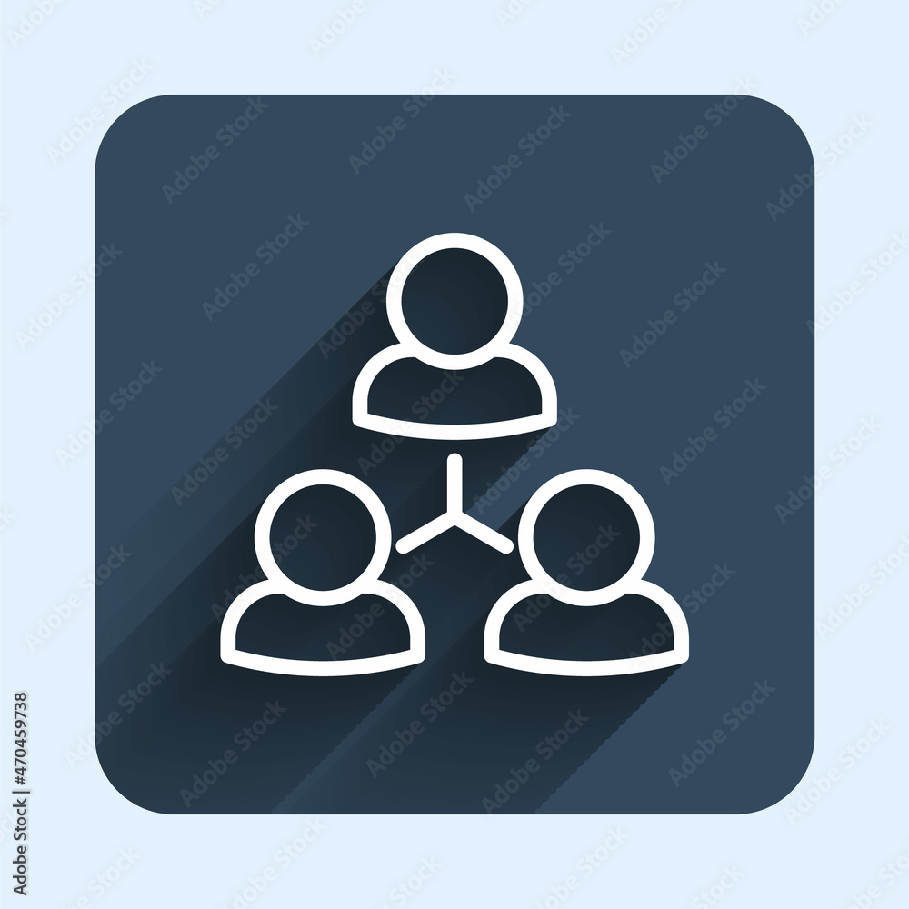 White line Online class icon isolated with long shadow background. Online education concept. Blue square button. Vector White line Online class icon isolated with long shadow background. Online education concept. Blue square button. Vector