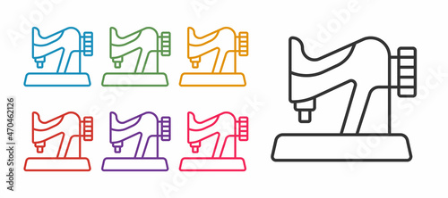 Set line Sewing machine icon isolated on white background. Set icons colorful. Vector