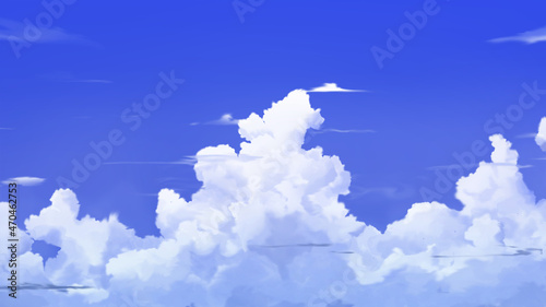 Canvas Print anime cloud sunny day sky background handdrawn