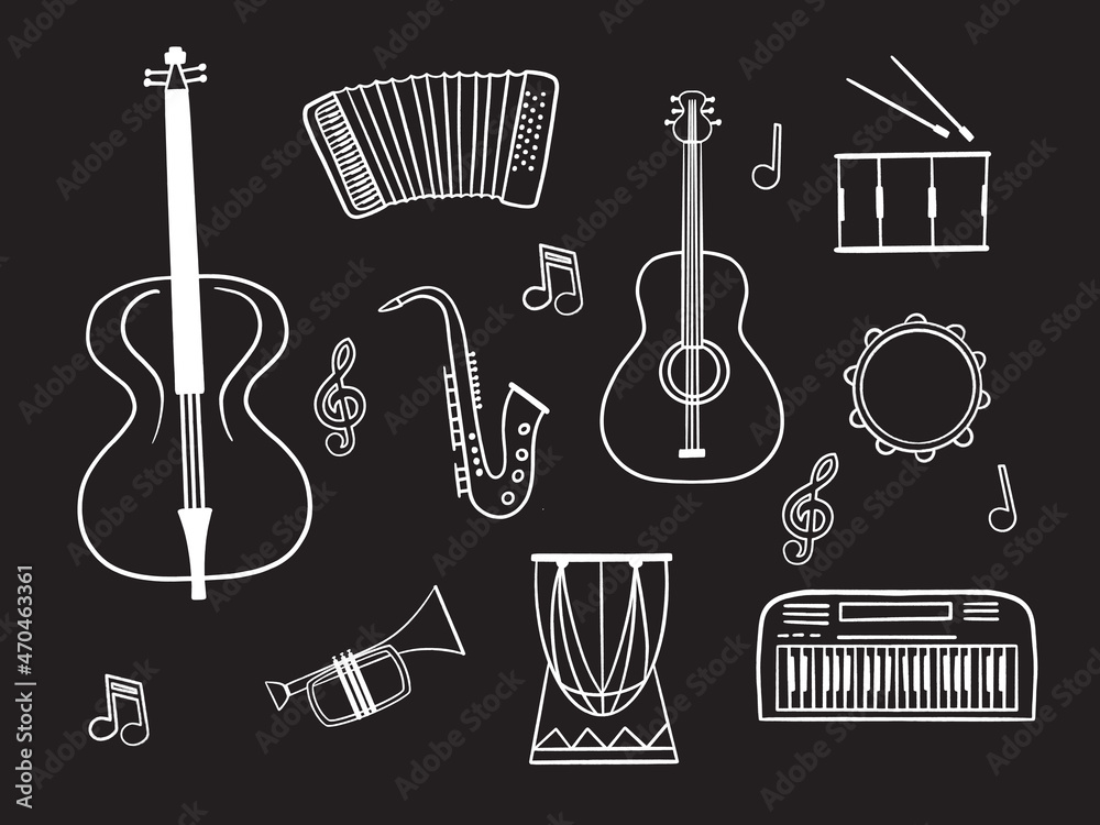 Obraz premium Musical instruments - colorful flat design style objects