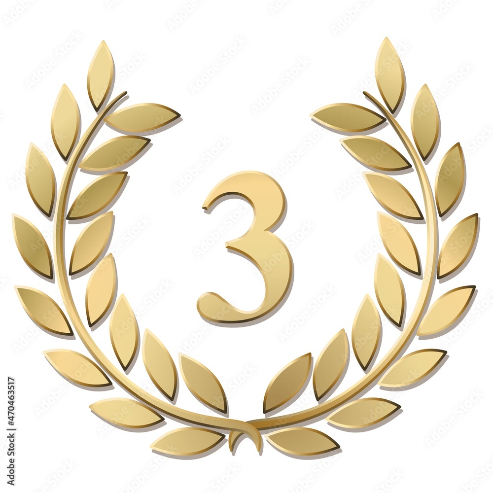3D gold laurel wreath 3 vector isolated on a white background
3D gold laurel wreath 3 vector isolated on a white background