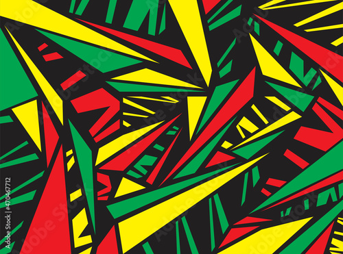 Minimalist background with colorful abstract stripe pattern with Rastafari color theme photo