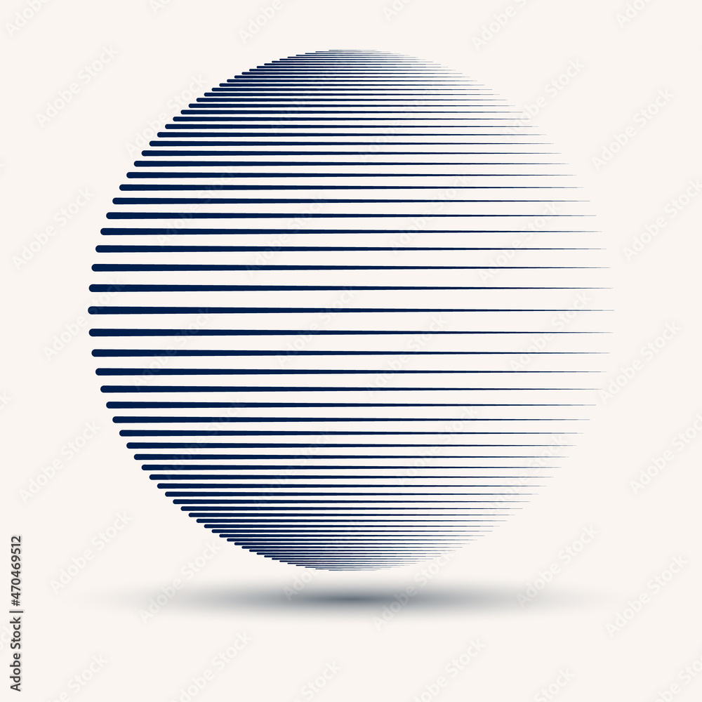 Art lines design in circle form. Can be used as icon or logo of Earth.