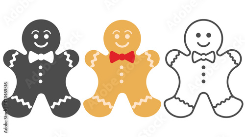 Holiday gingerbread man cookie icon. Happy new year decoration. Merry christmas holiday. Holiday cookie in shape of man. Vector illustration.