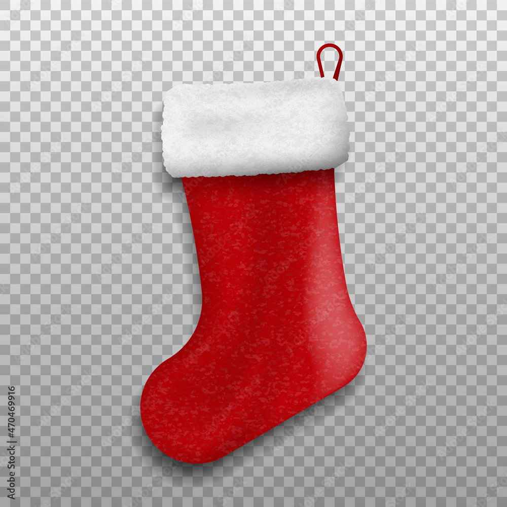 Christmas sock. Decorative red sock. Vector illustration.