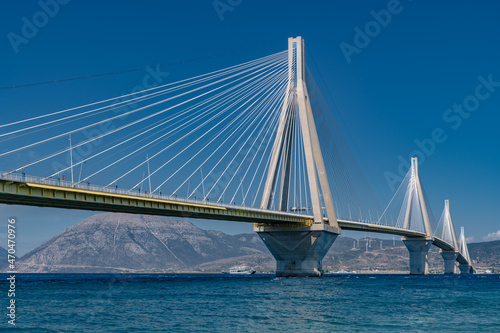 Elegant cable-stayed bridge in the Gulf of Corinth