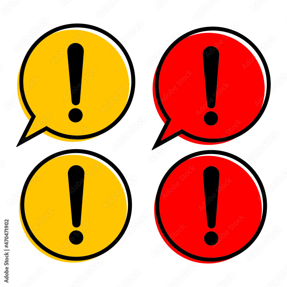 Attention icon, exclamation mark set icon flat design illustration Attention icon, exclamation mark set icon flat design illustration