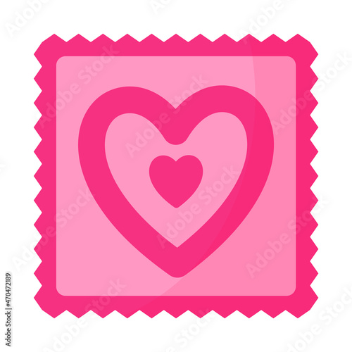 Pink condom packaging design with two hearts.