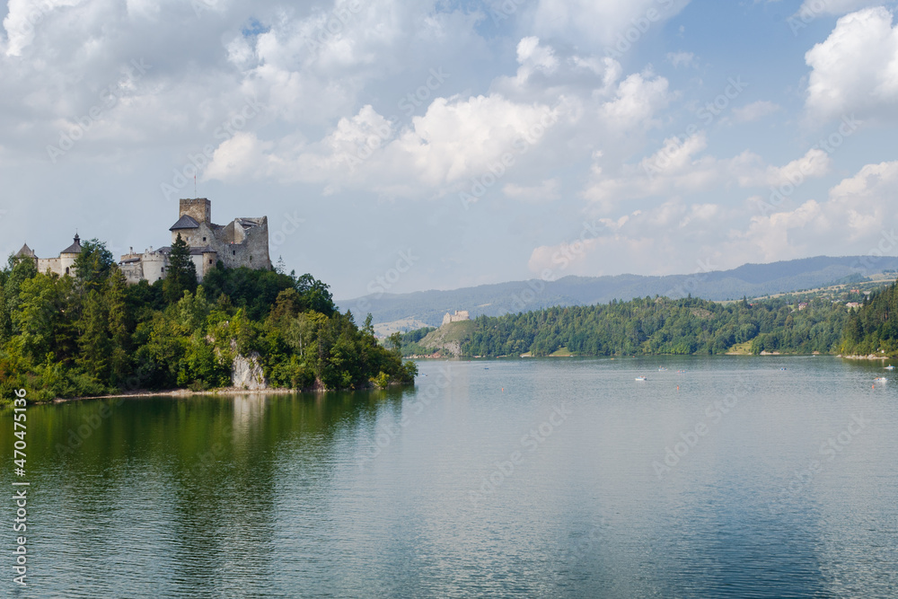 View of the castle in Niedzica with a lake View of the castle in Niedzica with a lake