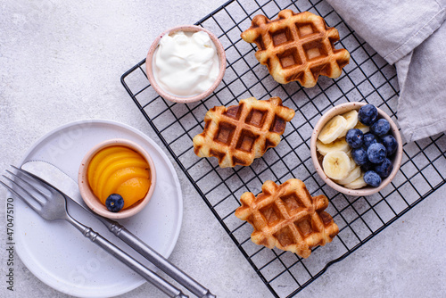 Croffle or croissant waffles, trendy food. photo