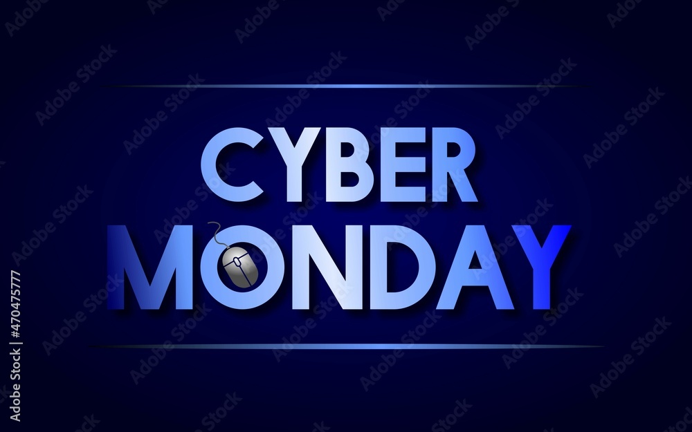 Cyber Monday sale vector illustration. Cyber Monday advertising with mouse.
