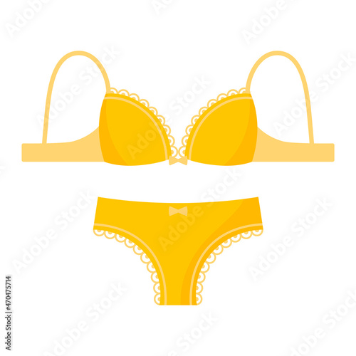 Sexy female yellow underwear pantie and bra. Fashion concept.