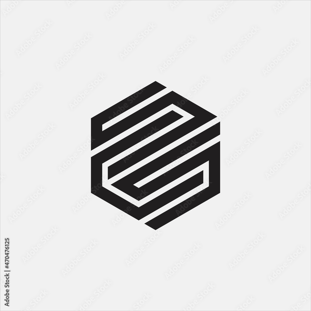 Initial letter s c with hexagon line style shape, logo vector illustration Initial letter s c with hexagon line style shape, logo vector illustration