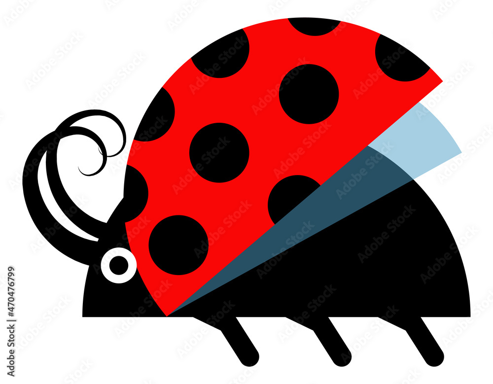 Obraz premium Ladybird icon. Flying red beetle in cute simple style
