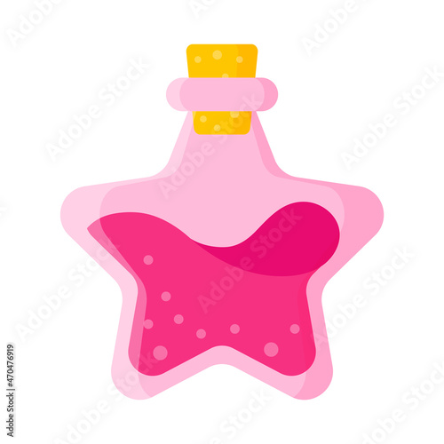 Love potion in pink star bottle for the wedding or Valentine Day.