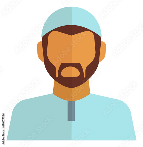 Man in traditional muslim clothing. Arab icon. Islamic person avatar