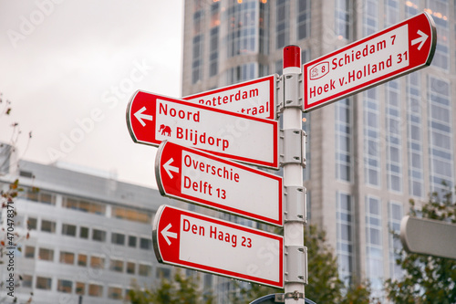Street direction sign in Rotterdam photo
