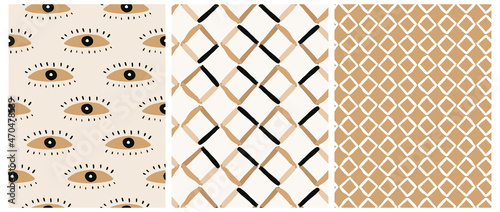 Εκτύπωση καμβά Simple Hand Drawn Irregular Geometric Seamless Vector Patterns