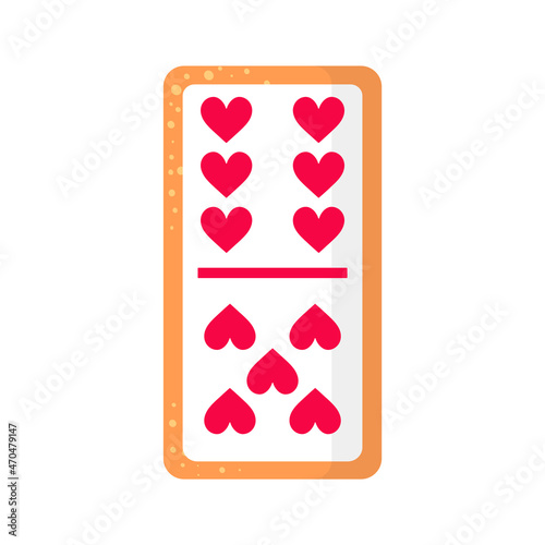 Domino six by five hearts bone cookie with heart for Valentine's Day or wedding.