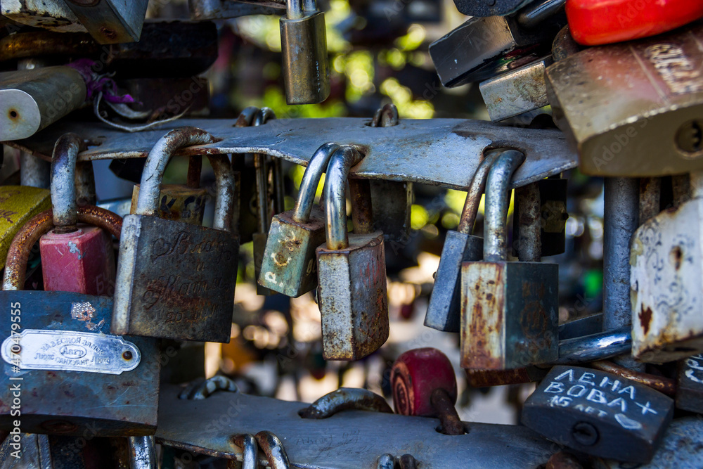 closed love locks on the bridge