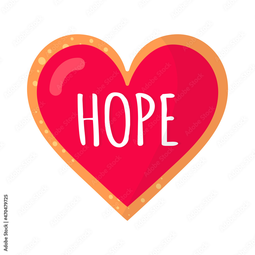 Gingerbread heart cookie with hope inscription Gingerbread heart cookie with hope inscription