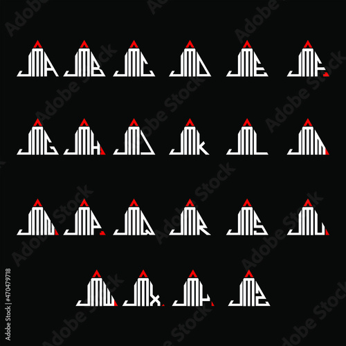 JMA to JMZ letter logo creative design, Multiple triple letter logo design