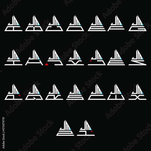 JMA to JMZ letter logo creative design, Multiple triple letter logo design