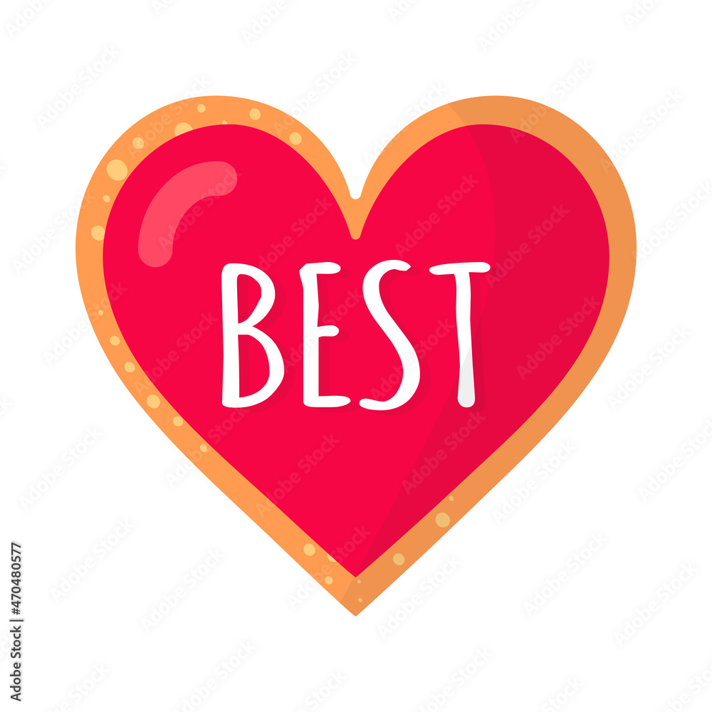Gingerbread heartcookie with best inscription