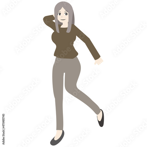 歩く女性　イラスト　人物