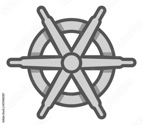 Boat wheel icon. Round ship controlling device