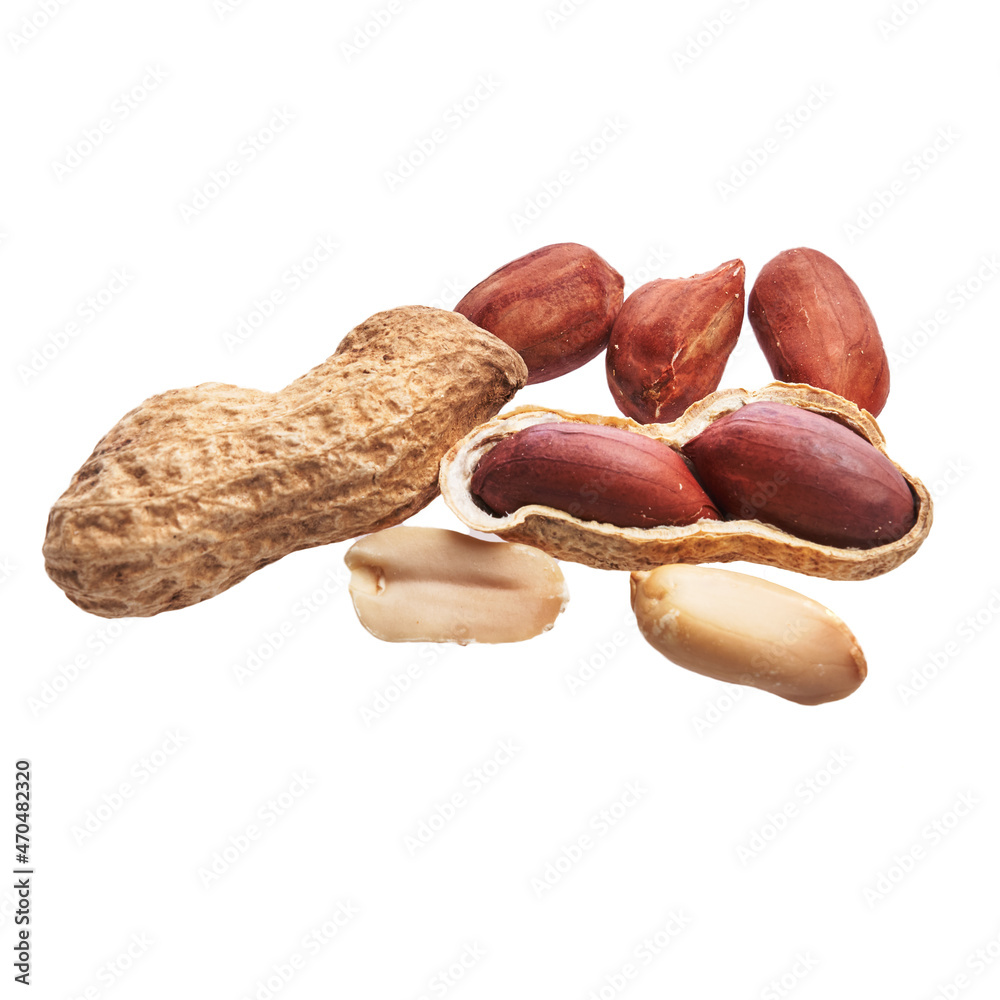 Bunch of peanuts isolated on a white background Bunch of peanuts isolated on a white background