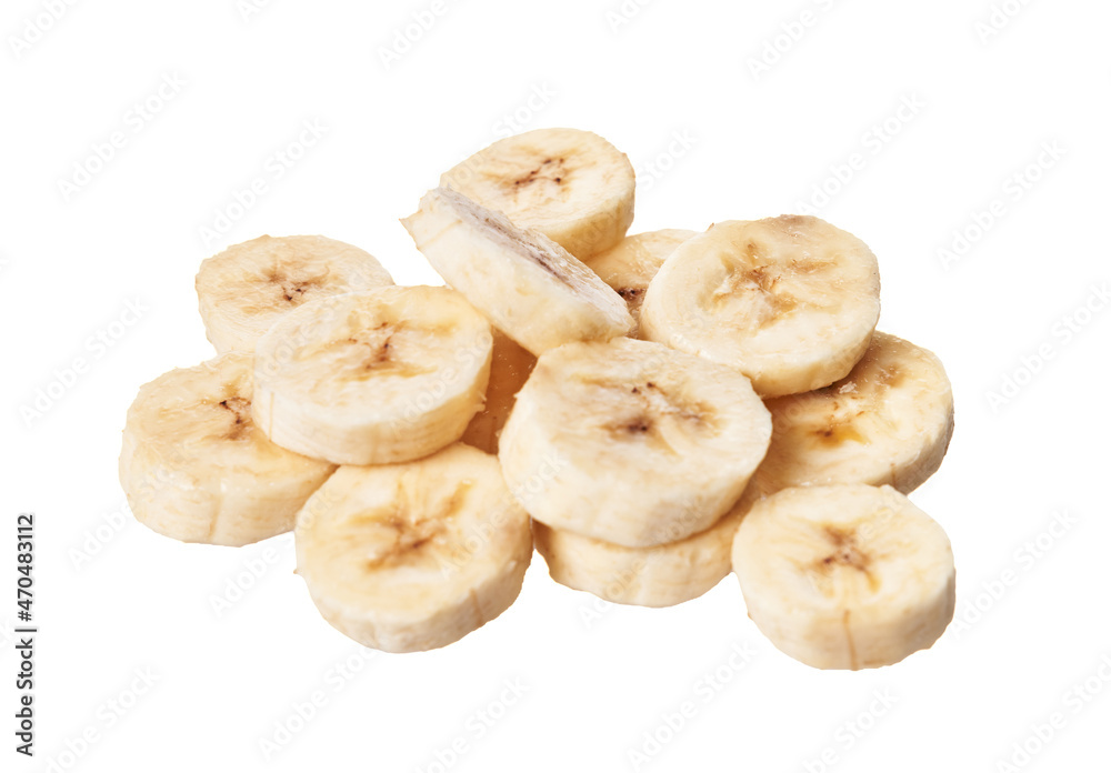 Slices of banana isolated on a white background Slices of banana isolated on a white background