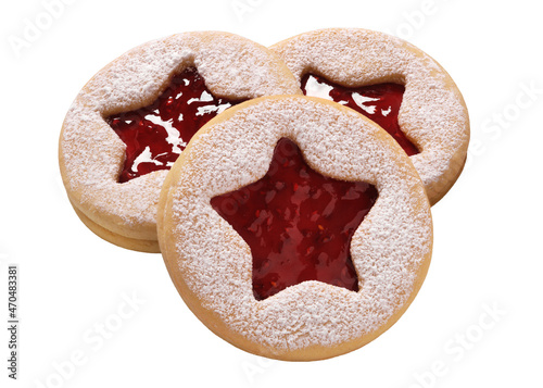 Traditional Christmas Linzer Cookies isolated on white background фототапет