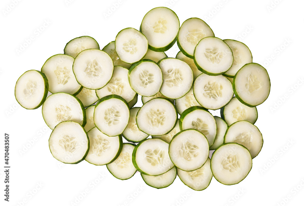 Slices of cucumber isolated on a white background Slices of cucumber isolated on a white background