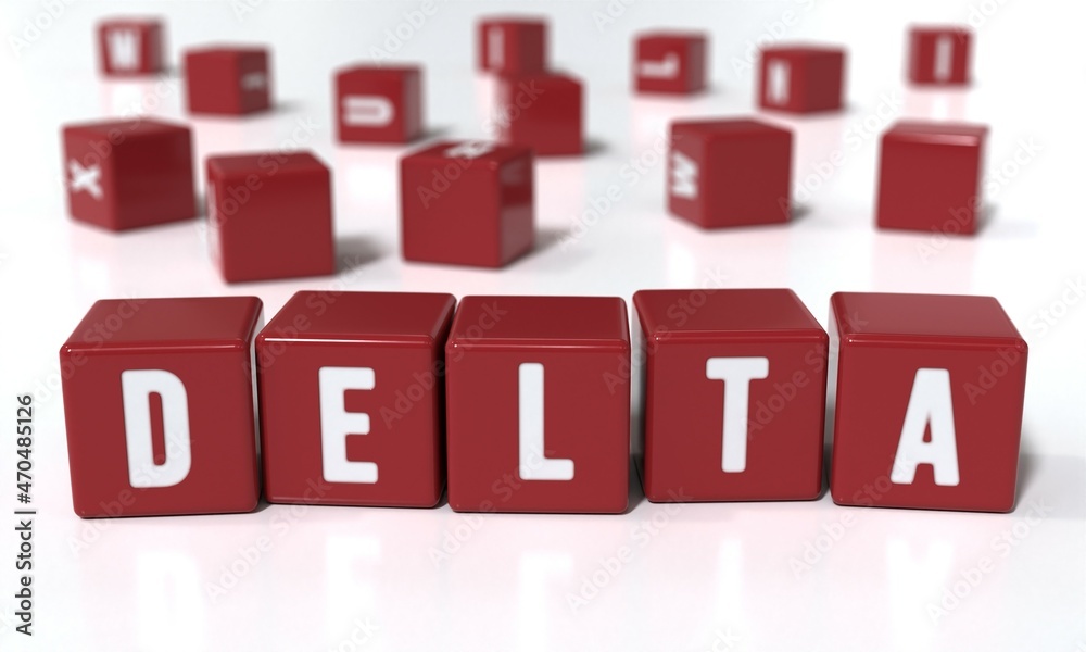 Delta concept. Cubes with delta text. Delta concept. Cubes with delta text.