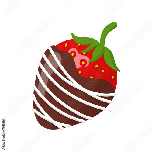 Glazed strawberry in white and dark chocolate