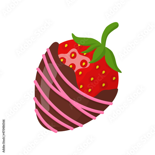 Glazed ripe strawberry in pink and milk chocolate