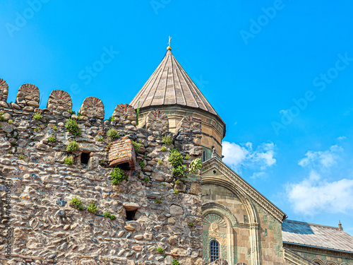 Dome and fortress walls of the Svetitskhoveli Cathedral in Mtskheta