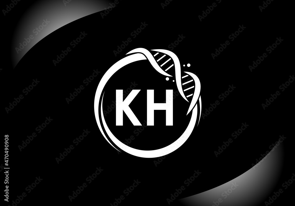 KH initial logo company name colored blue and black swoosh design, isolated  on white background. vector logo for business and company identity.::  tasmeemME.com