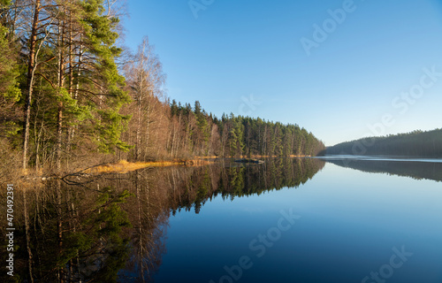 Autumn view of The Lake Sahajarvi  Teijo National Park  Finland