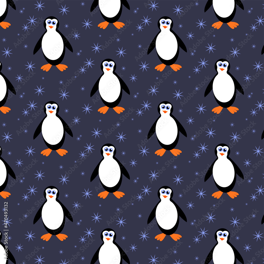 Fototapeta premium christmas pattern with penguins