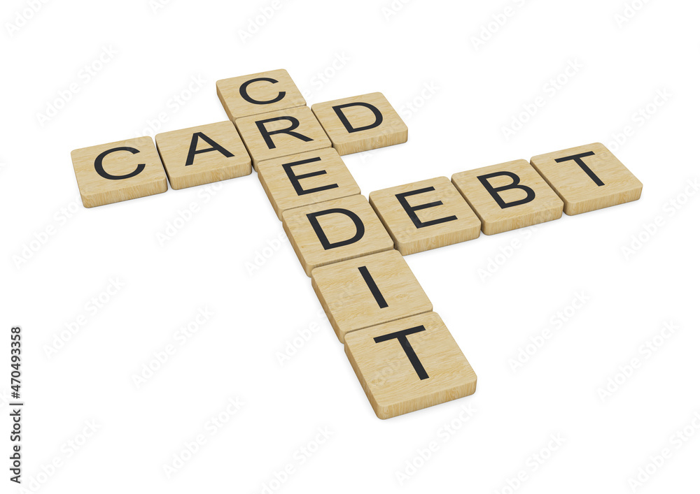 Credit Cart Debt words written with wooden letters, isolated on white background Credit Cart Debt words written with wooden letters, isolated on white background
