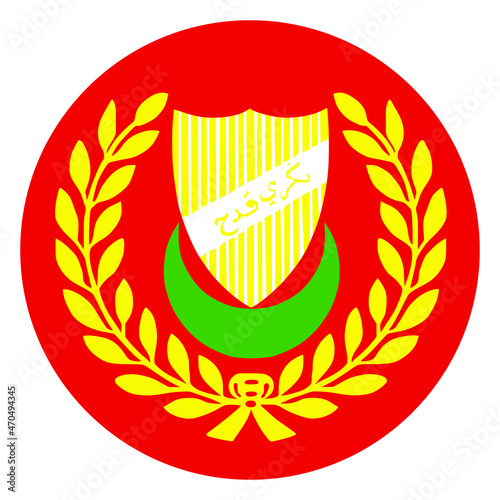 Circle Flag banner of Kedah state and federal territory of Malaysia vector illustration. Emblem of Kedah.